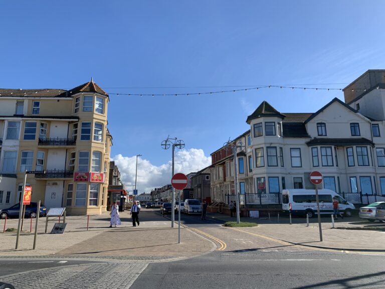 Hotels at St Chad's Road Blackpool, seen from the promenade end