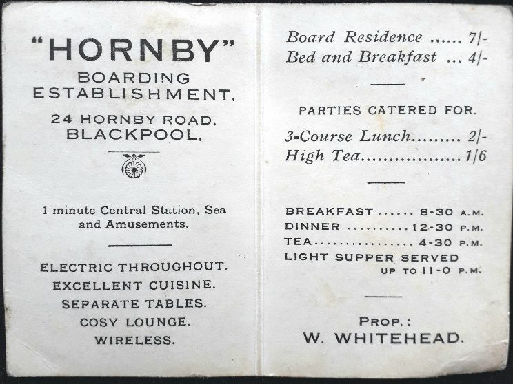 Hornby Road advert card, sent in by Des Gardner