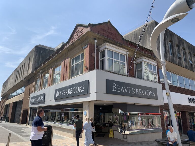 Look up above the frontage of Beaverbrooks Jewellers