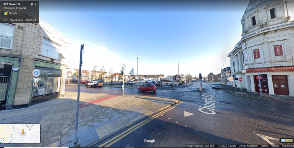 Google street view of Cookson Street car park, opposite the Regent