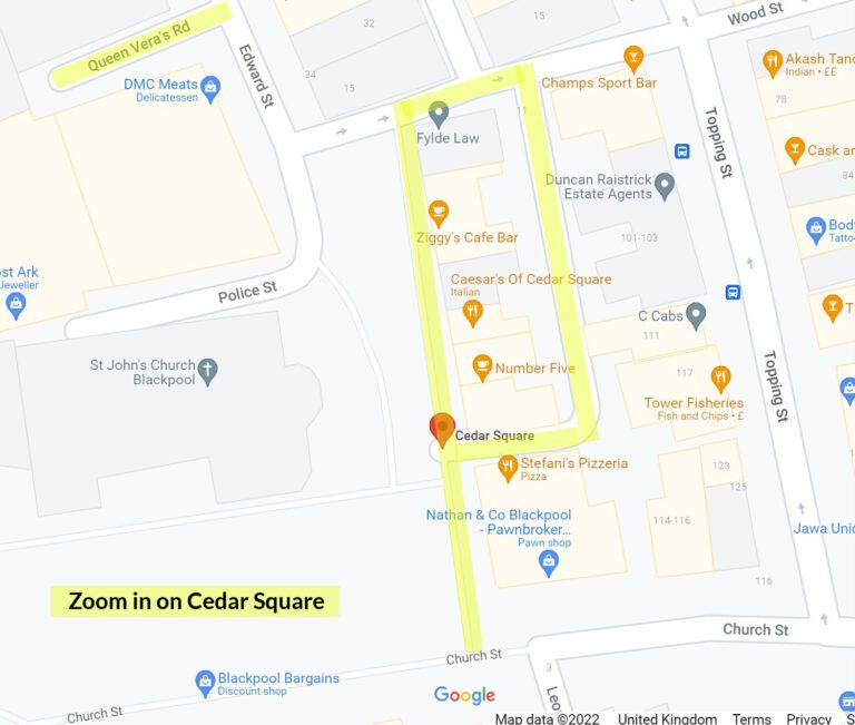 Zoom in on Cedar Square with Google maps. Click to explore