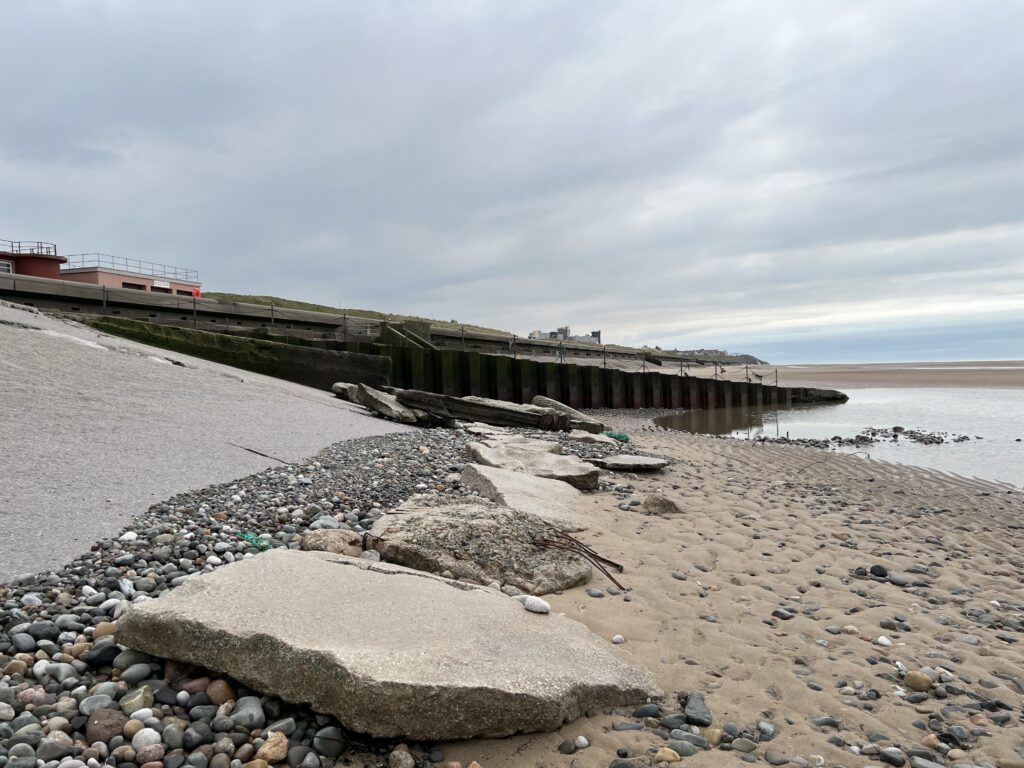 Wear and tear on Blackpool sea wall - North Shore Coast Protection Works