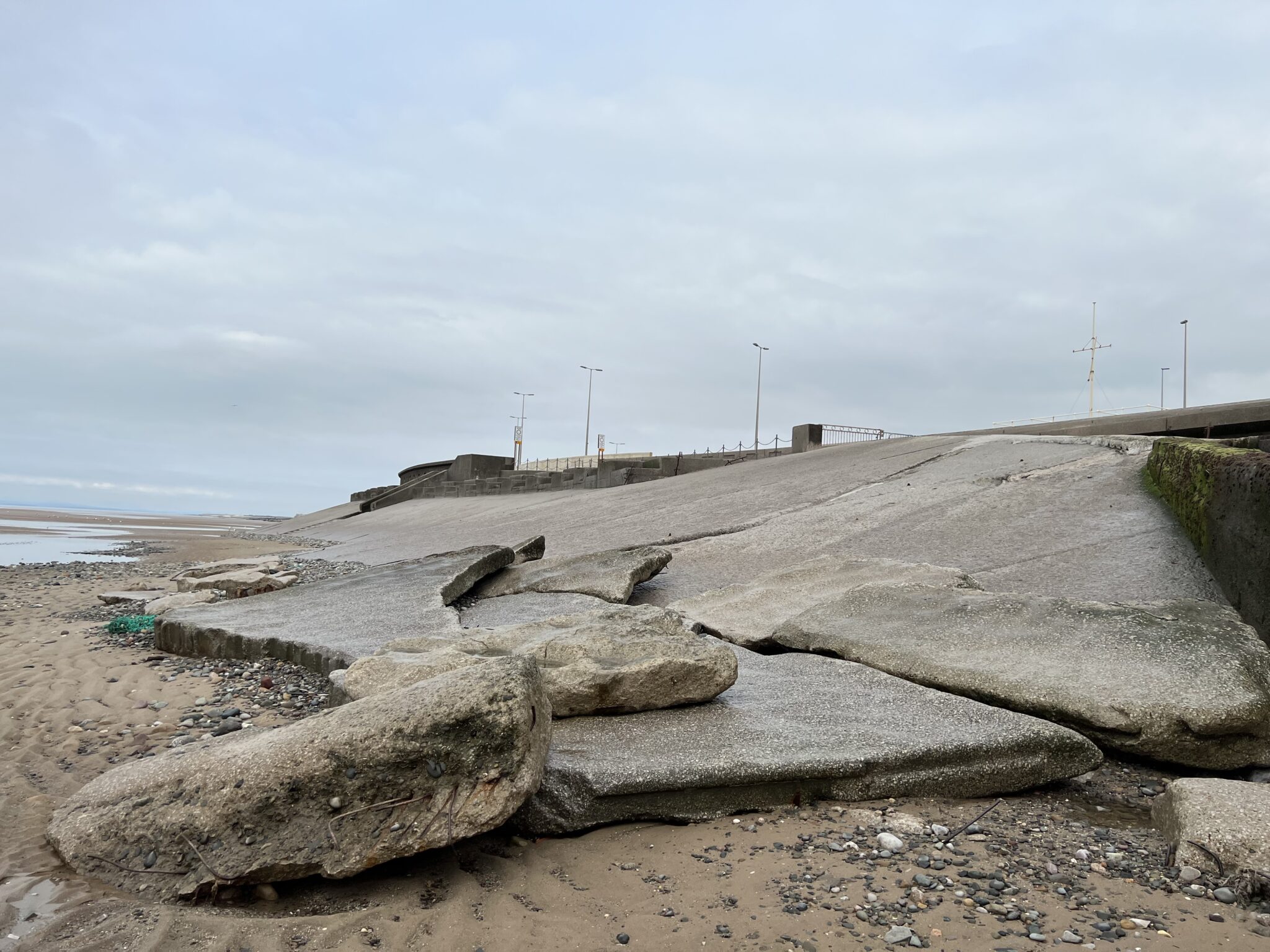 Wear and tear on Blackpool sea wall - North Shore Coast Protection Works