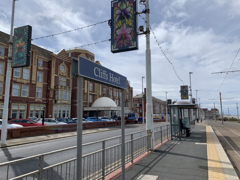 Cliffs Tram stop at North Promenade Blackpool