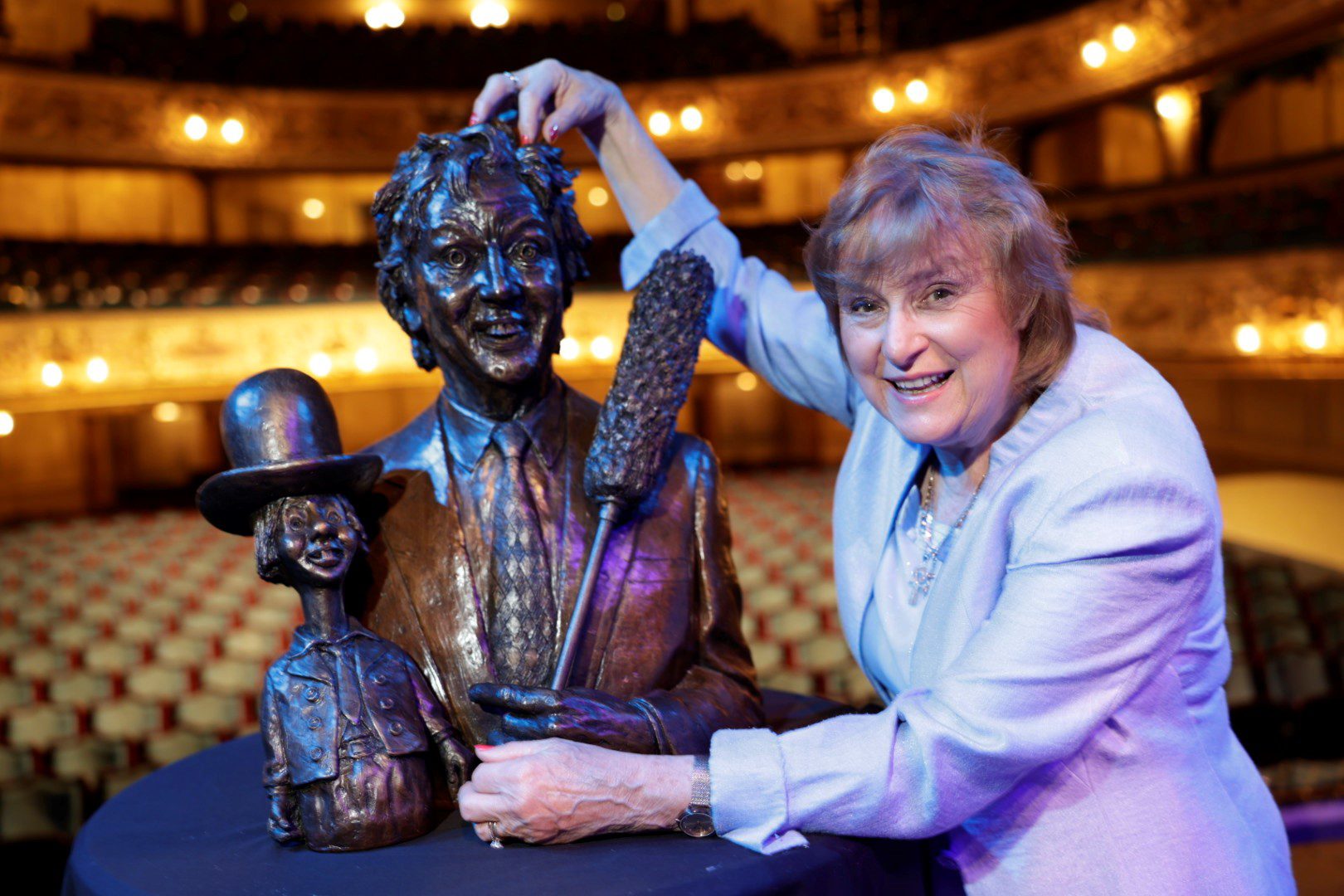 Ken Dodd Sculpture at Blackpool Grand with Lady Dodd