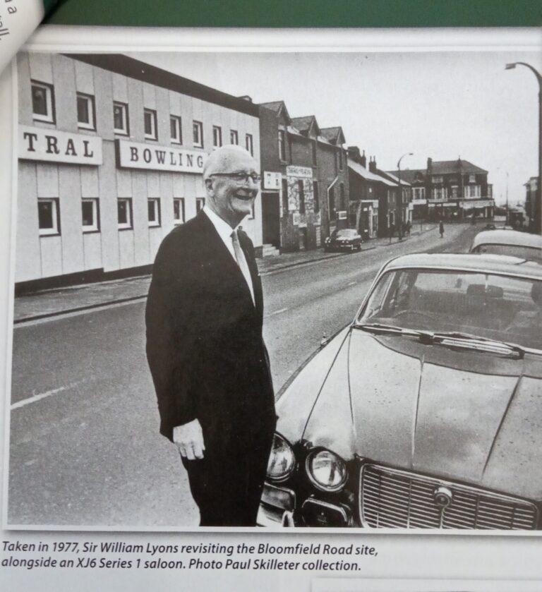 William Lyons revisits the Bloomfield Road factory in 1977. Photo: Paul Skilleter Collection