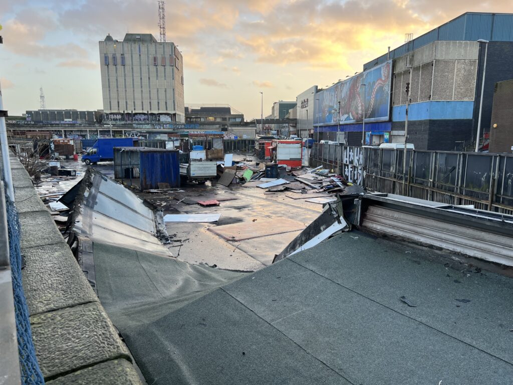 Bonny Street Market being demolished, Jan 23. Photo: Visit Fylde Coast