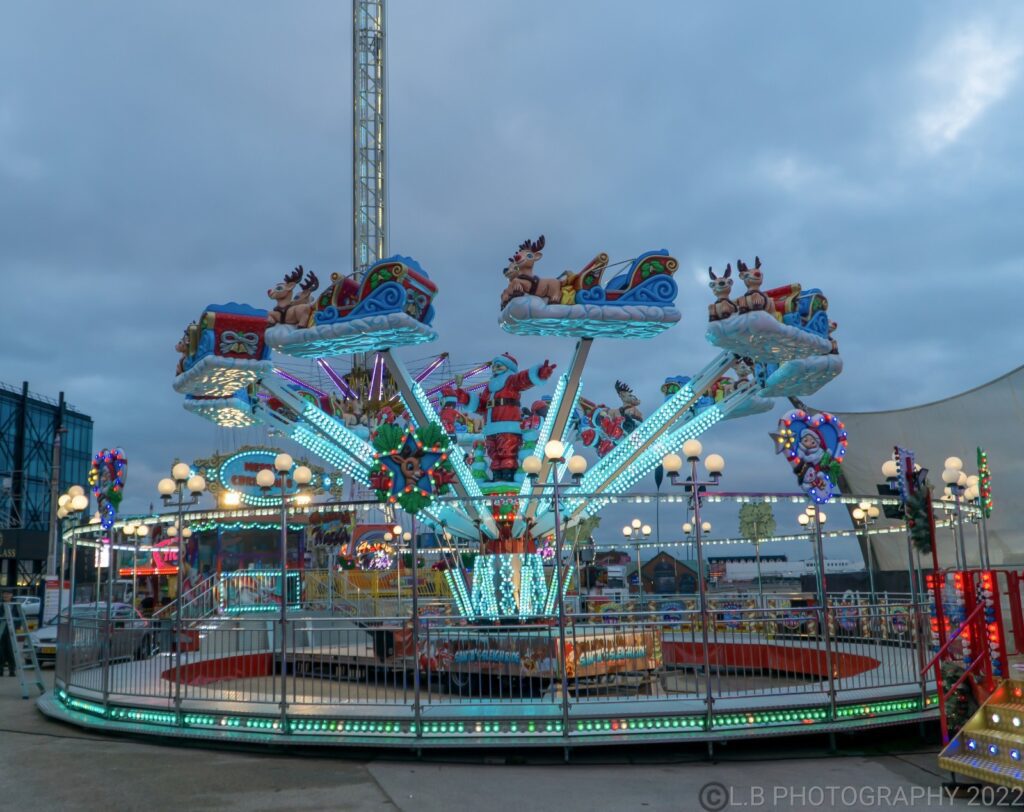 Kids rides at Christmas by the Sea in Blackpool. Photo: LB Photography