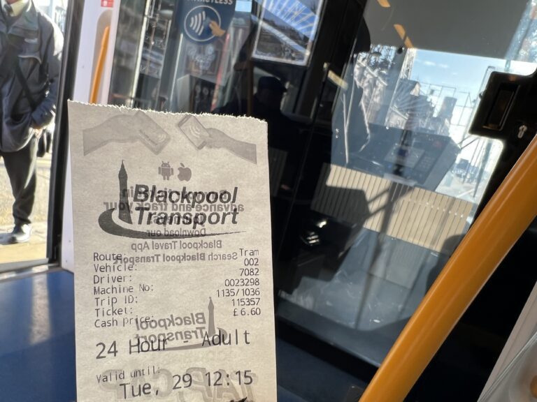 Blackpool Transport Tram Ticket