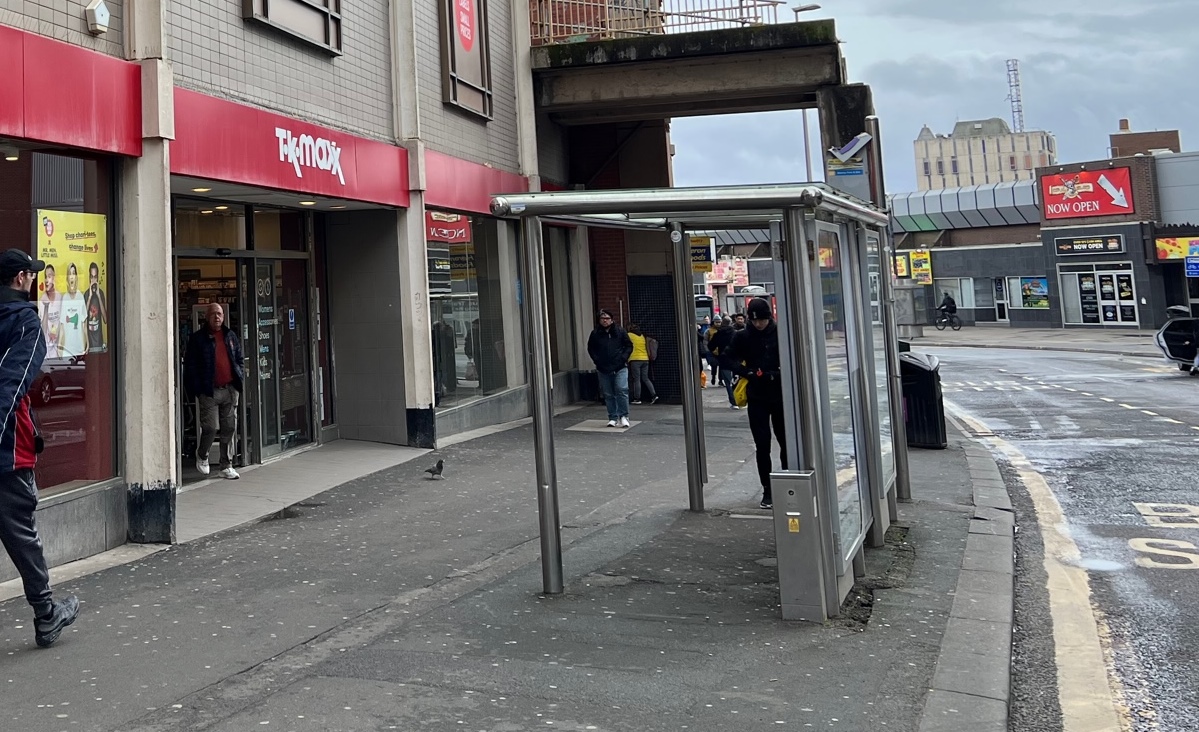 New Bus Shelters in Blackpool - TK Maxx Bus Stop, Bank Hey Street