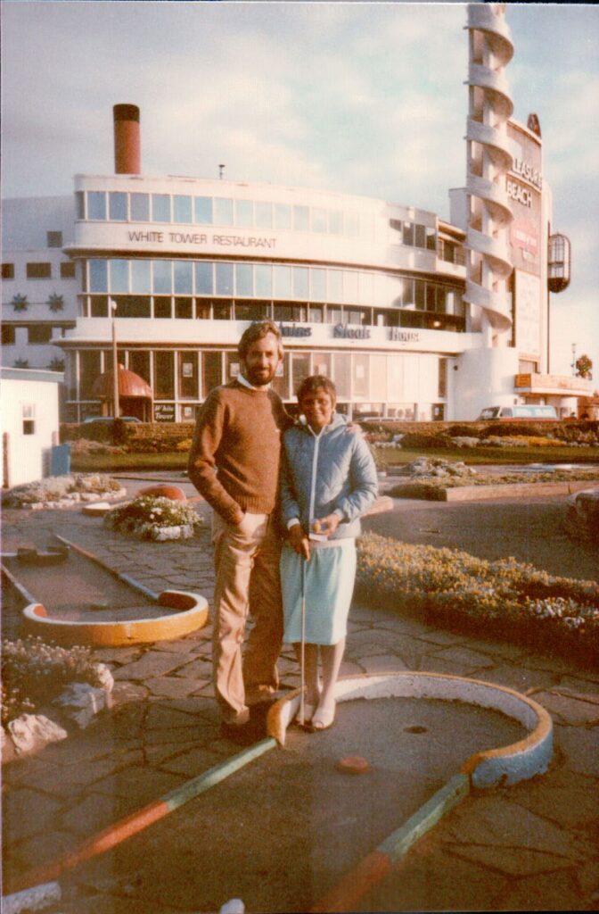 Derek and Chrissie at the Crazy Golf at Blackpool Pleasure Beach - approx 1979