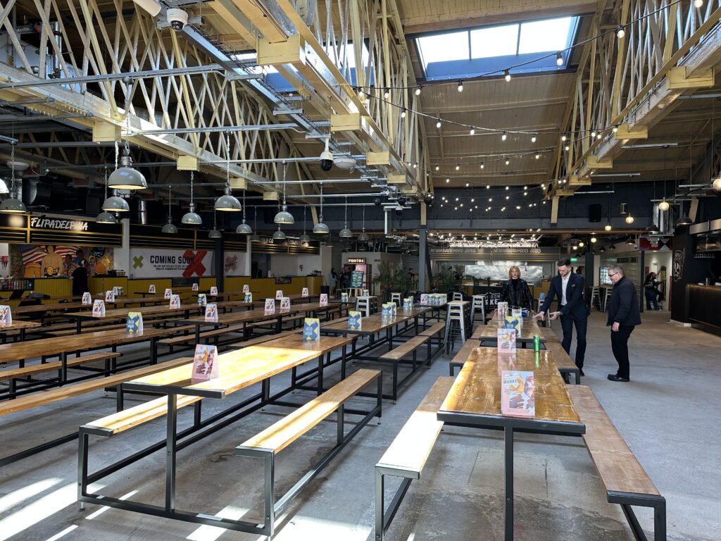 Inside the food hall area