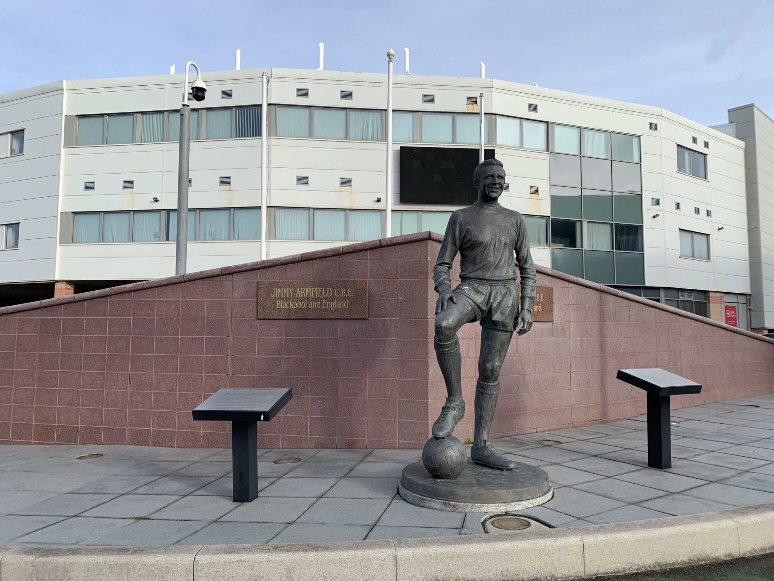 Statue of Jimmy Armfield at Blackpool Football Club, Bloomfield Road