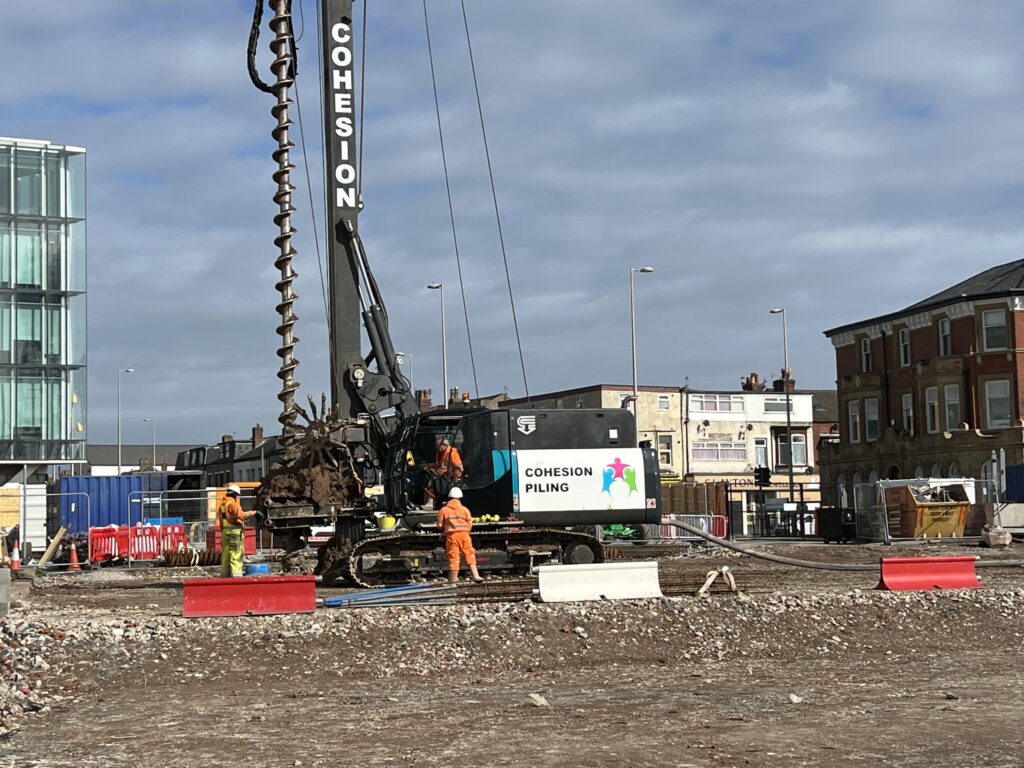 East Topping Street car park becomes a building site. March 23