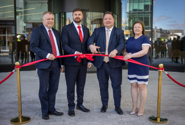 L-R: Mark Smith Blackpool Council, Chris-Webb MP, Minister Andrew Western MP and Lesley Hawkins DWP