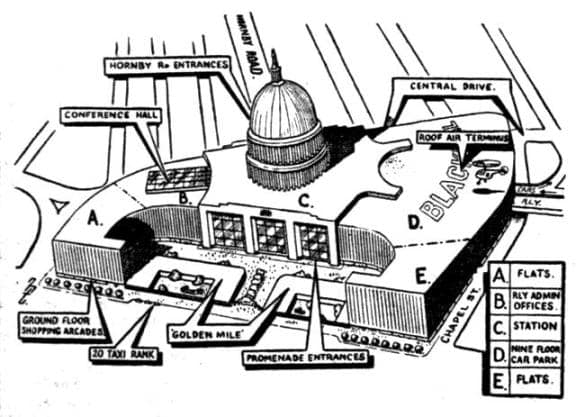 1956 proposal to move Central Station to Chapel Street