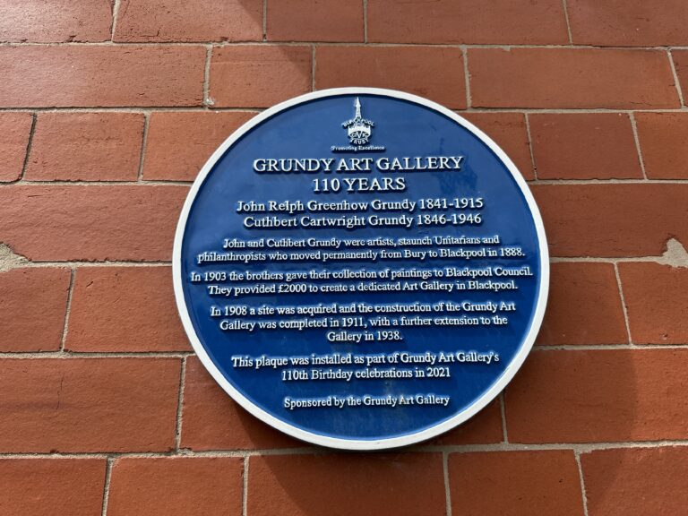 Blue Plaque outside the Grundy