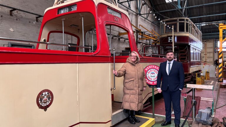 Cllr Lynn Williams, Leader of Blackpool Council, with Chris Webb, MP for Blackpool South, at Tramtown Museum
