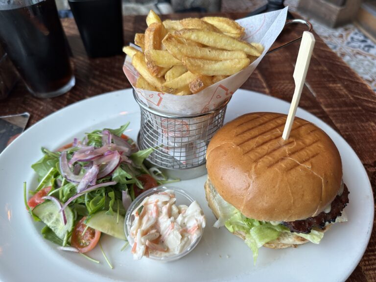 Burger and fries at Wild West Diner Blackpool