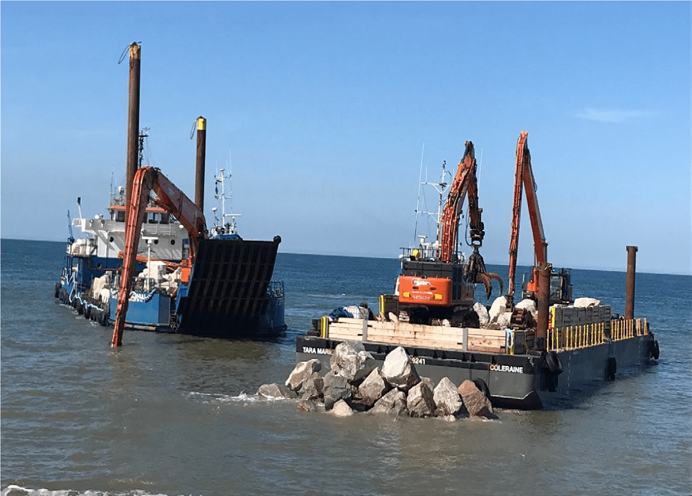 Delivering rocks by sea