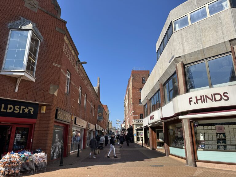 Corporation Street begins at the junction with Victoria Street
