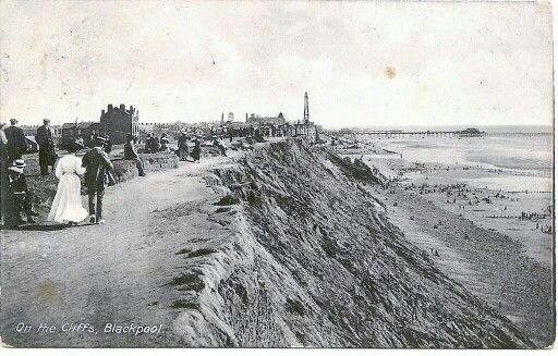 Cliffs at Blackpool seafront before the new sea wall
